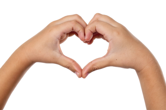 Hands Forming Heart Shape Symbol of Love and Affection with Transparent Background