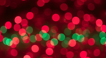 Festive Red and Green Bokeh Lights Abstract
