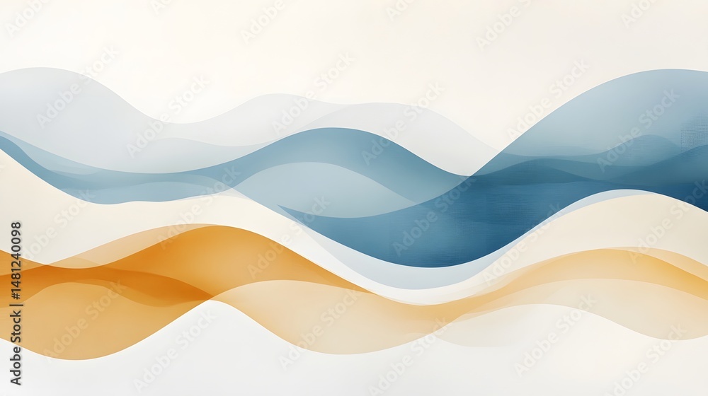 Aufkleber abstract design featuring overlapping wavy forms in soft colors.
