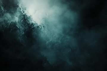 A dark, atmospheric background featuring dramatic, textured clouds and subtle rays of light breaking through, evoking feelings of mystery and introspection. The muted tones and rich contrasts moody