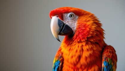 Colorful scarlet macaw bird portrait studio setting wildlife photography vibrant environment close-up view nature concept