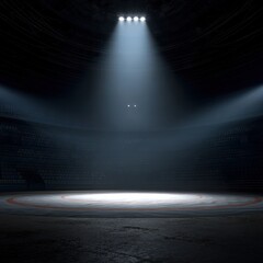Image of A stunning image of spotlit Wrestling Mat in an Empty Arena. printed on Printed Glass Splashbacks