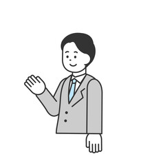 笑顔で案内する男性のイラスト　ベクター
