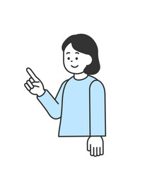 指さし案内をする女性のイラスト　ベクター
