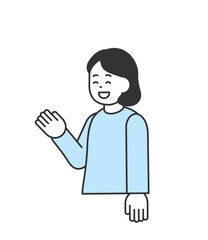 笑顔で案内する女性のイラスト　ベクター
