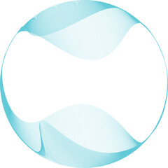 Wave lines cian circle on transparent background. Flowing circle frame with wave lines pattern flowing. Concept of music, technology, ai and artificial intelligence, website, business 