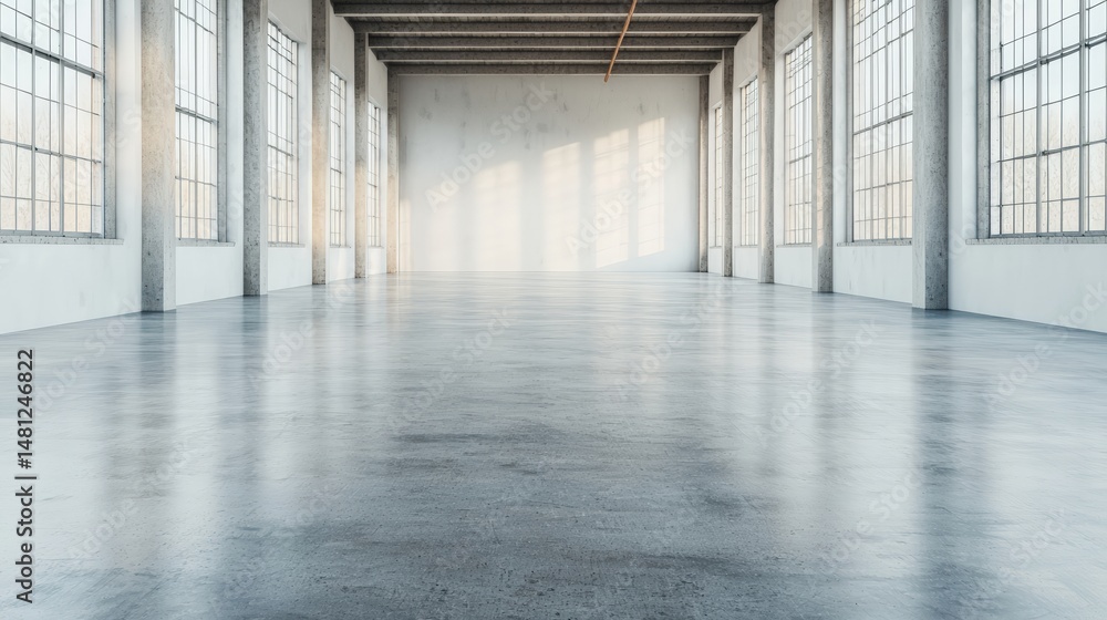 Aufkleber spacious empty concrete hall with soft gradient lighting