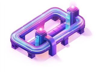 Futuristic transportation system depicted in an isometric graphic.