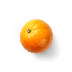 Fresh orange fruit isolated on white background. Orange citrus, top view, flat lay