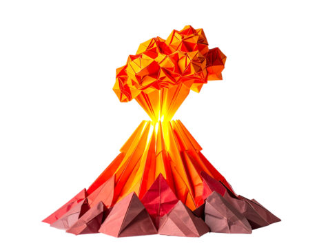 Origami Volcano Eruption Abstract Art