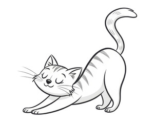 Obraz premium Playful White Cat Stretching with a Smile on Its Face Against a Transparent Background