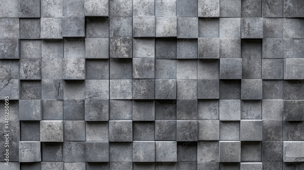 Aufkleber abstract gray cube pattern wall art geometric texture background render