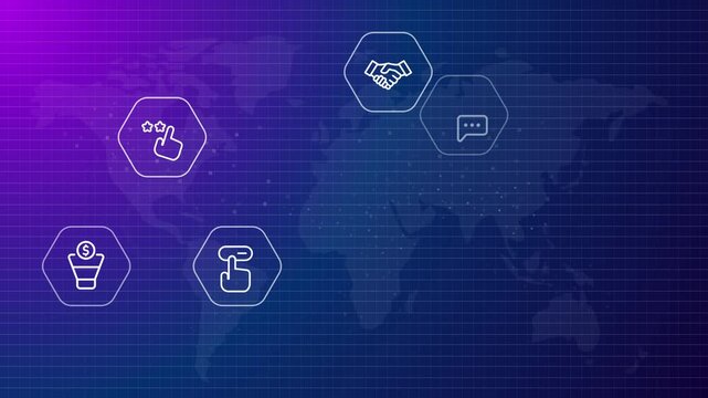 customer experience consumer satisfaction user engagement loyalty rating and review icon set blue neon background