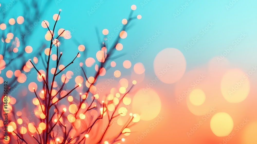 Aufkleber Glowing branches creating dreamy bokeh effect on a colorful background