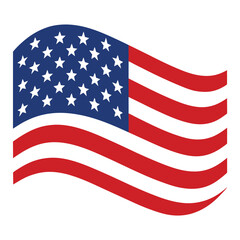 American flag isolated on white background