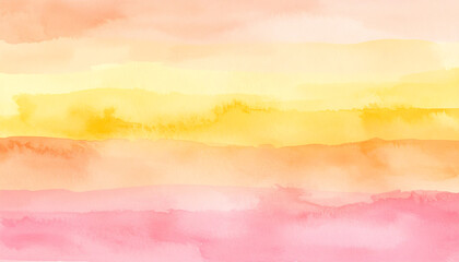 A soft, abstract watercolor painting featuring gradient stripes in warm hues of pink, orange, and yellow, evoking a calming and serene atmosphere