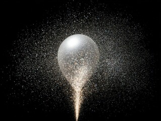 Obraz premium Sparkling silver balloon erupting in a dark space.