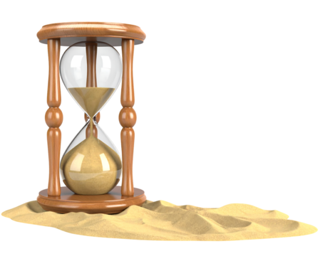 Wooden Hourglass With Golden Sand On Transparent Background - Powered by Adobe