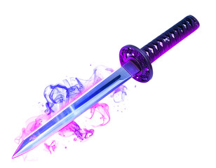 Vibrant Katana With Glowing Fire Effect