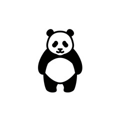 Panda Bear Icon: Minimalist Black and White Animal Illustration