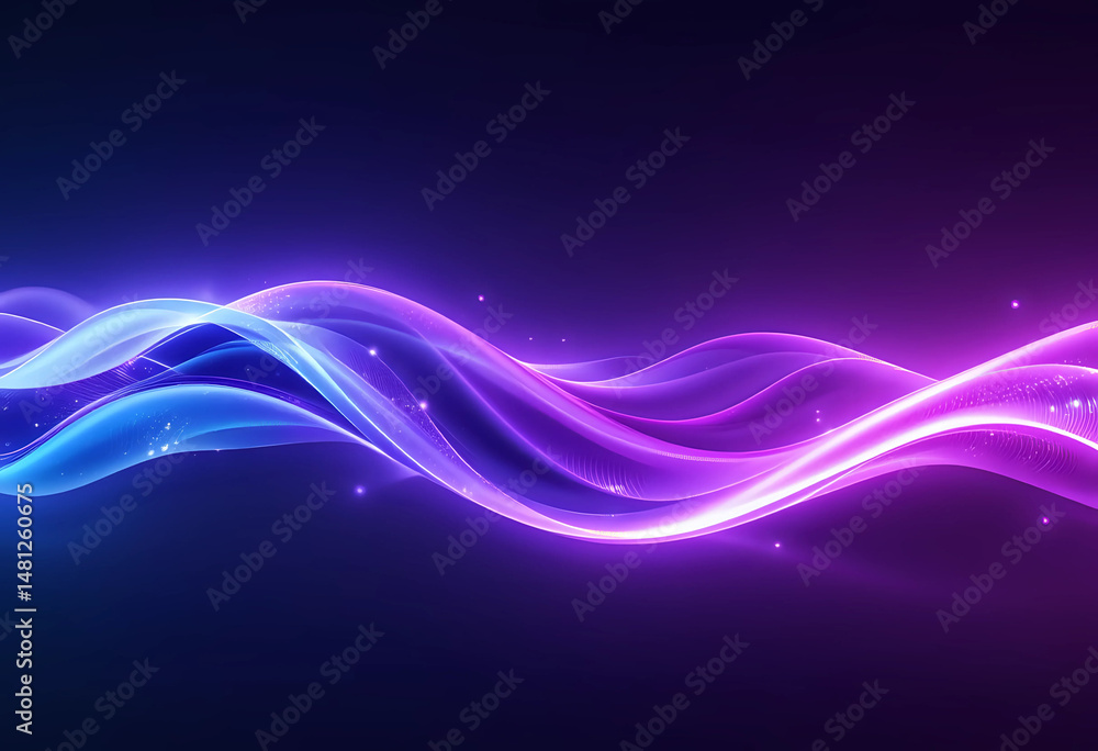 Poster abstract waves shape glowing in ultraviolet spectrum. background for banner. 3d rendering.