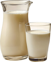 Glass Jug and Glass of Milk