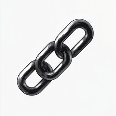 Obraz premium Close-up of a three-metal-link chain with a shiny, polished surface on a plain white background