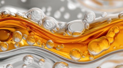 Visual fluid dynamics or gasoline on a micro scale shows different fluids interacting and forming complex and beautiful structures.