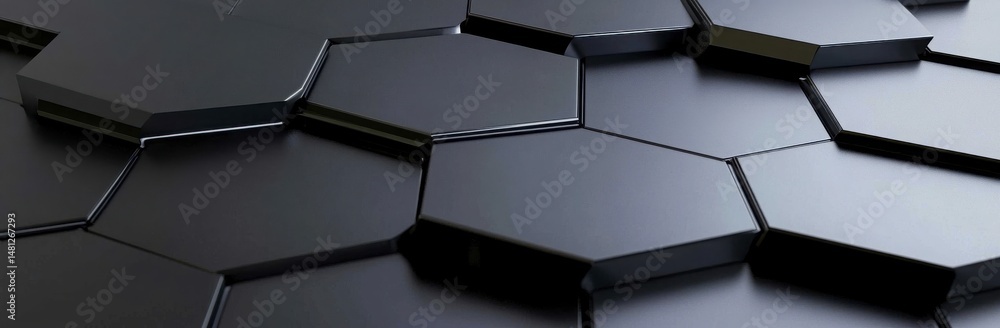 Aufkleber dark gray hexagonal geometric pattern abstract 3d render background