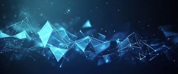 Blue background with geometric shapes and lines for a technology or business concept vector presentation design, web banner template, blue light speed effect, dark color scheme, high resolution.