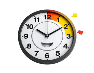 Circular Clock with Progress Bar and Smiling Face
