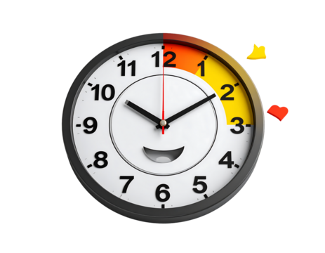 Circular Clock with Progress Bar and Smiling Face