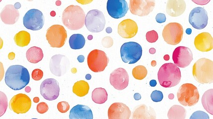 A vibrant watercolor background featuring pastel polka dots.