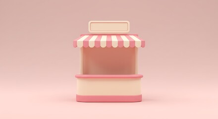 Charming Pink Market Stall 3D Rendered Illustration for Commercial Usage