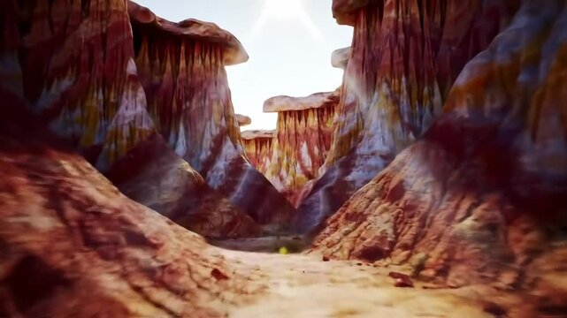 Towering Narrow Hoodoos with Dramatic Light Shafts