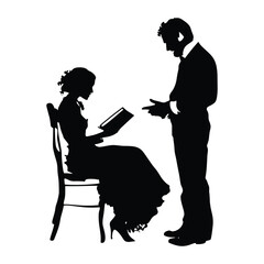 Hairdresser cutting woman's hair silhouette