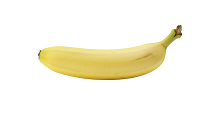 Single ripe banana with brown spots on transparent background