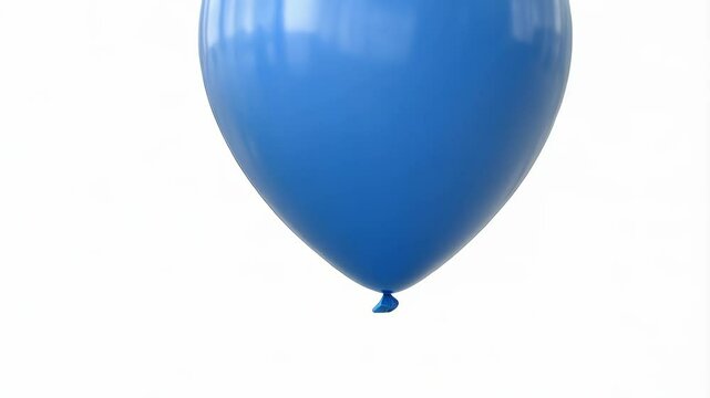 Close-up shot of a single vibrant blue balloon against a bright white studio backdrop, ideal for birthday parties or celebrations.