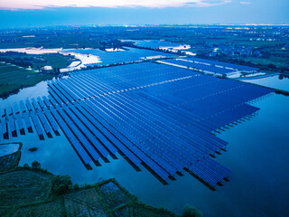 Aerial view of solar photovoltaic panel array