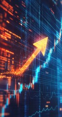 A surging upward trend, depicted by a vibrant arrow against a backdrop of dynamic financial data