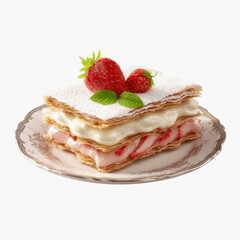 Delicious Strawberry Mille-feuille Pastry on Elegant Plate