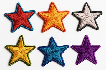 Assorted colorful embroidered star patches