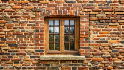Fototapeta premium window on rustic brick wall, stone, traditional, stone, traditional, brick,rustic, classic, window, building, feature