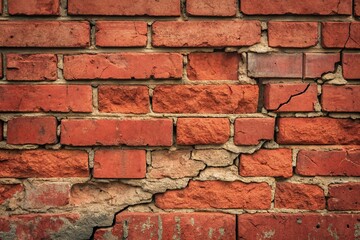 Weathered Red Brick Wall Texture with Irregular Mortar Joints - generated by ai