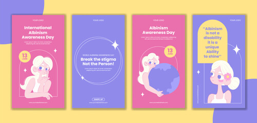 Hand Drawn Social Media Stories Template for Albinism Awareness Day Celebration