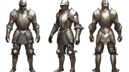 Obraz premium Detailed illustration of a medieval knight's suit of armor showcasing protection features.