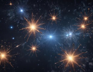 Naklejka premium Infinite star cluster, ethereal glow, midnight blue backdrop , astrophotography, space, universe