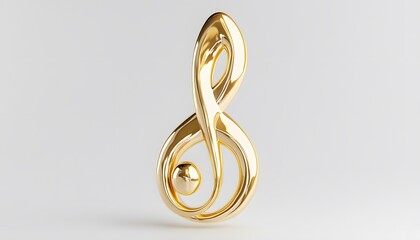 Obraz premium Golden treble clef design displayed against a plain background.