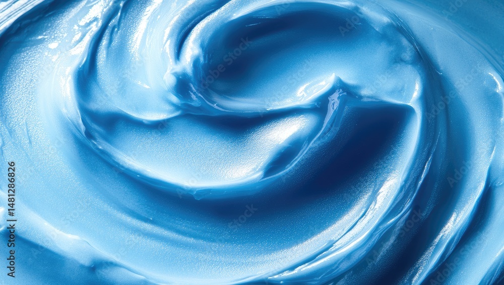 Poster close-up of creamy blue ice cream texture with dark speckles. showcasing a smooth swirl pattern. ide