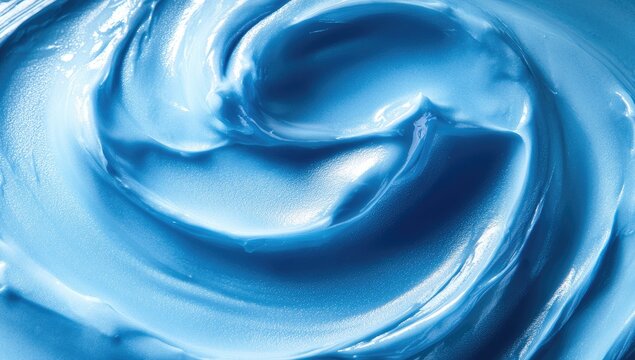 Close-up of creamy blue ice cream texture with dark speckles. showcasing a smooth swirl pattern. ideal for dessert-related content or culinary presentations
